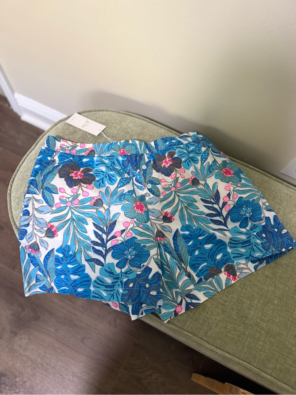 Lilly Pulitzer PJ bottoms Blue Floral Print -L